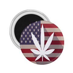 Flag American Star Blue Line White Red Marijuana Leaf 2 25  Magnets by Mariart