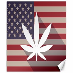 Flag American Star Blue Line White Red Marijuana Leaf Canvas 20  X 24   by Mariart
