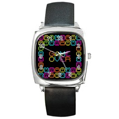 Game Face Mask Sign Square Metal Watch by Mariart