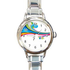 Colored Lines Rainbow Round Italian Charm Watch by Mariart
