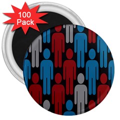 Human Man People Red Blue Grey Black 3  Magnets (100 Pack) by Mariart