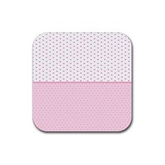 Love Polka Dot White Pink Line Rubber Coaster (square) 