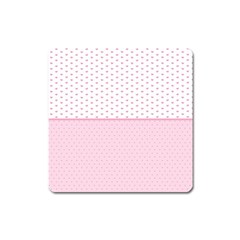 Love Polka Dot White Pink Line Square Magnet by Mariart
