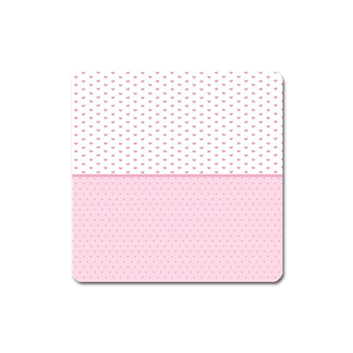 Love Polka Dot White Pink Line Square Magnet