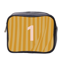 Number 1 Line Vertical Yellow Pink Orange Wave Chevron Mini Toiletries Bag 2-side