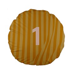 Number 1 Line Vertical Yellow Pink Orange Wave Chevron Standard 15  Premium Flano Round Cushions