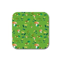 Mushrooms Flower Leaf Tulip Rubber Square Coaster (4 Pack)  by Mariart