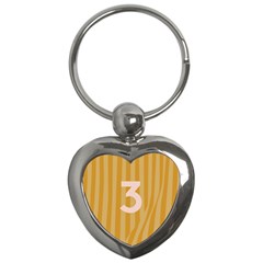 Number 3 Line Vertical Yellow Pink Orange Wave Chevron Key Chains (heart)  by Mariart