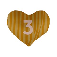 Number 3 Line Vertical Yellow Pink Orange Wave Chevron Standard 16  Premium Heart Shape Cushions