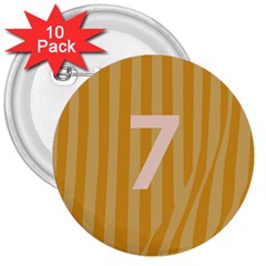 Number 7 Line Vertical Yellow Pink Orange Wave Chevron 3  Buttons (10 Pack) 