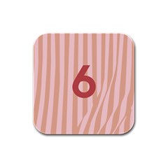 Number 6 Line Vertical Red Pink Wave Chevron Rubber Square Coaster (4 Pack)  by Mariart