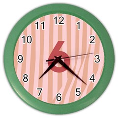 Number 6 Line Vertical Red Pink Wave Chevron Color Wall Clocks