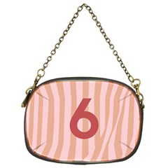 Number 6 Line Vertical Red Pink Wave Chevron Chain Purses (one Side) 