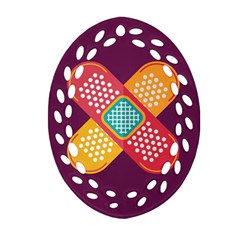Plaster Scratch Sore Polka Line Purple Yellow Oval Filigree Ornament (two Sides) by Mariart