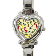 Telephone Cable Green Nyellow Red Blue Heart Italian Charm Watch
