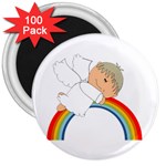 Angel Rainbow Cute Cartoon Angelic 3  Magnets (100 pack)