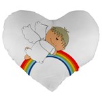 Angel Rainbow Cute Cartoon Angelic Large 19  Premium Flano Heart Shape Cushions