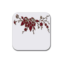 Scrapbook Element Nature Flowers Rubber Square Coaster (4 Pack)  by Nexatart