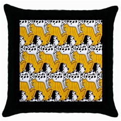 Animals Cat Dog Dalmation Throw Pillow Case (black) by Mariart