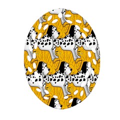 Animals Cat Dog Dalmation Oval Filigree Ornament (two Sides) by Mariart