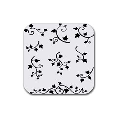 Black Leaf Tatto Rubber Coaster (square)  by Mariart