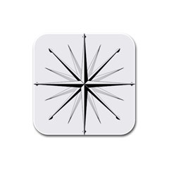 Compase Star Rose Black White Rubber Square Coaster (4 Pack)  by Mariart