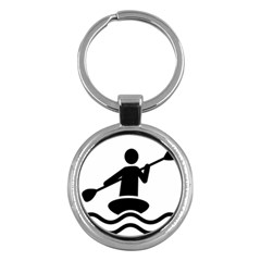 Cropped Kayak Graphic Race Paddle Black Water Sea Wave Beach Key Chains (round)  by Mariart
