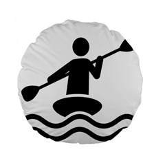 Cropped Kayak Graphic Race Paddle Black Water Sea Wave Beach Standard 15  Premium Flano Round Cushions