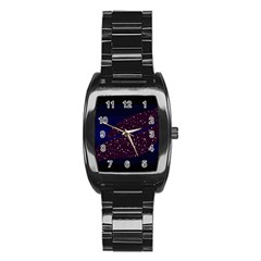 Contigender Flags Star Polka Space Blue Sky Black Brown Stainless Steel Barrel Watch by Mariart