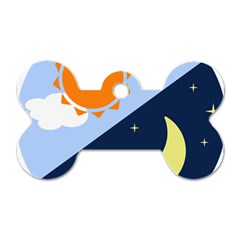 Day Night Moon Stars Cloud Stars Dog Tag Bone (two Sides) by Mariart