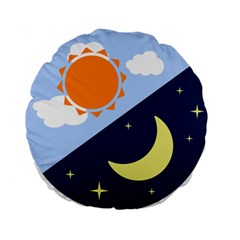 Day Night Moon Stars Cloud Stars Standard 15  Premium Flano Round Cushions