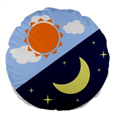 Day Night Moon Stars Cloud Stars Large 18  Premium Flano Round Cushions
