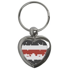 Girl Flags Plaid Red Black Key Chains (heart)  by Mariart