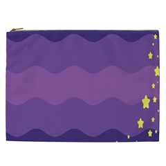 Glimragender Flags Wave Waves Chevron Purple Blue Star Yellow Space Cosmetic Bag (xxl) 