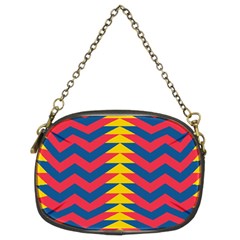 Lllustration Geometric Red Blue Yellow Chevron Wave Line Chain Purses (two Sides) 