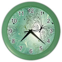 Glass Splashback Abstract Pattern Butterfly Color Wall Clocks