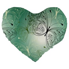 Glass Splashback Abstract Pattern Butterfly Large 19  Premium Heart Shape Cushions