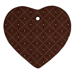 Coloured Line Squares Brown Plaid Chevron Ornament (heart) by Mariart