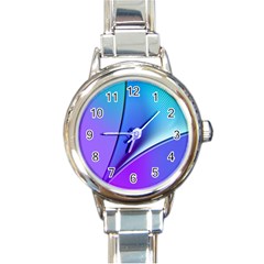 Line Blue Light Space Purple Round Italian Charm Watch