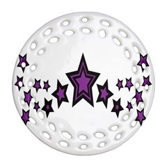 Star Purple Space Round Filigree Ornament (two Sides)
