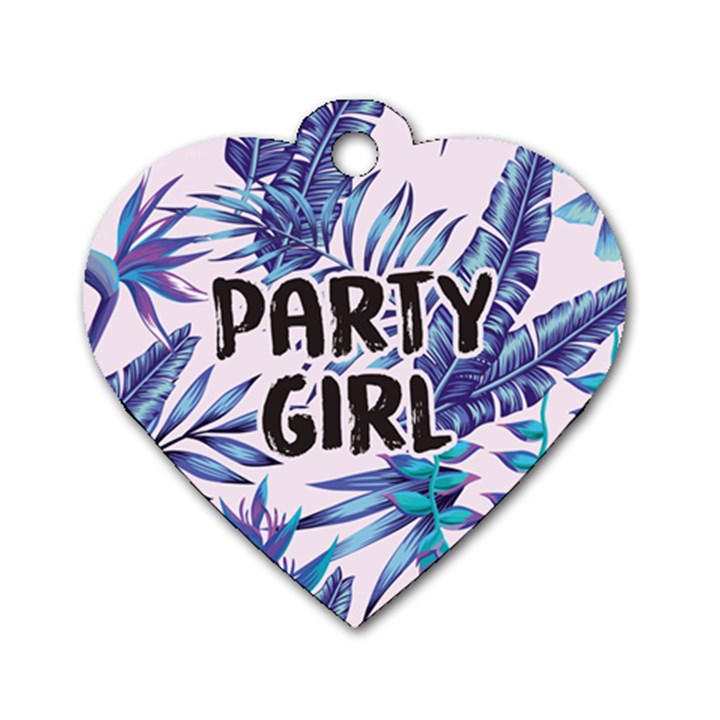 palm leaves party girl Dog Tag Heart (One Sided) 