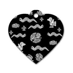 Aztecs Pattern Dog Tag Heart (two Sides) by Valentinaart