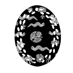 Aztecs Pattern Oval Filigree Ornament (two Sides) by Valentinaart