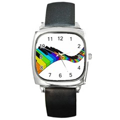 Rainbow Piano  Square Metal Watch by Valentinaart