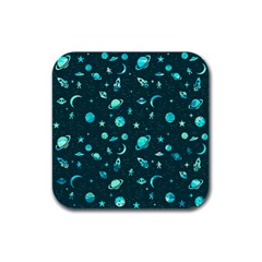 Space Pattern Rubber Square Coaster (4 Pack)  by ValentinaDesign