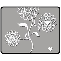 Flower Heart Plant Symbol Love Double Sided Fleece Blanket (medium) 