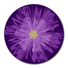 Purple Flower Floral Purple Flowers Round Mousepads by Nexatart