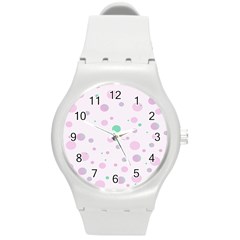 Decorative Dots Pattern Round Plastic Sport Watch (m) by ValentinaDesign