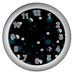 Decorative Dots Pattern Wall Clocks (silver)  by ValentinaDesign