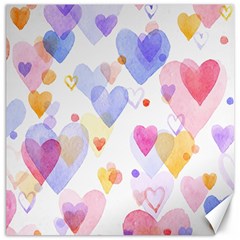 Watercolor Cute Hearts Background Canvas 12  X 12   by TastefulDesigns